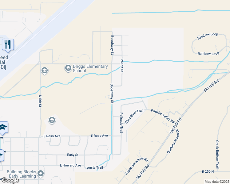 map of restaurants, bars, coffee shops, grocery stores, and more near 716 Palisade Trail in Driggs