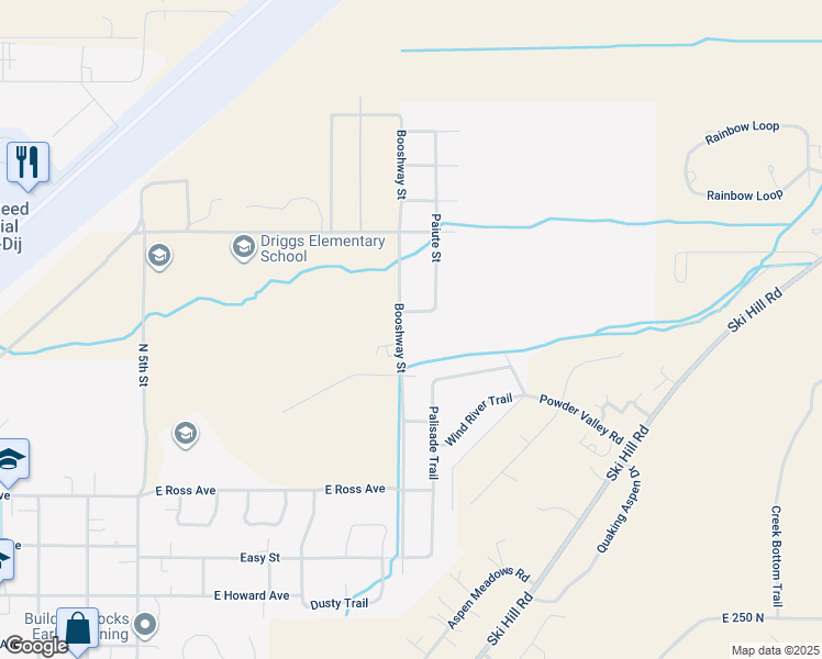 map of restaurants, bars, coffee shops, grocery stores, and more near Piute St in Driggs