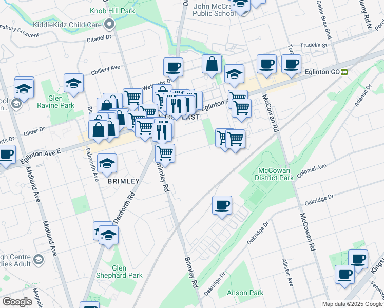 map of restaurants, bars, coffee shops, grocery stores, and more near 31 Boyce Avenue in Toronto