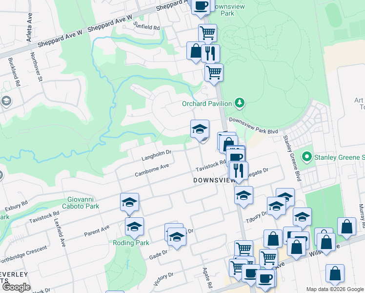 map of restaurants, bars, coffee shops, grocery stores, and more near in Toronto