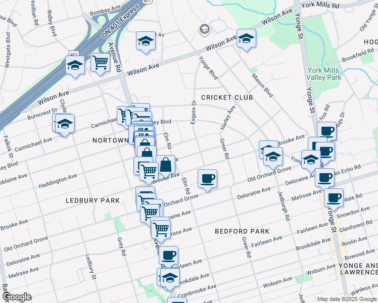 map of restaurants, bars, coffee shops, grocery stores, and more near 78 Felbrigg Avenue in Toronto