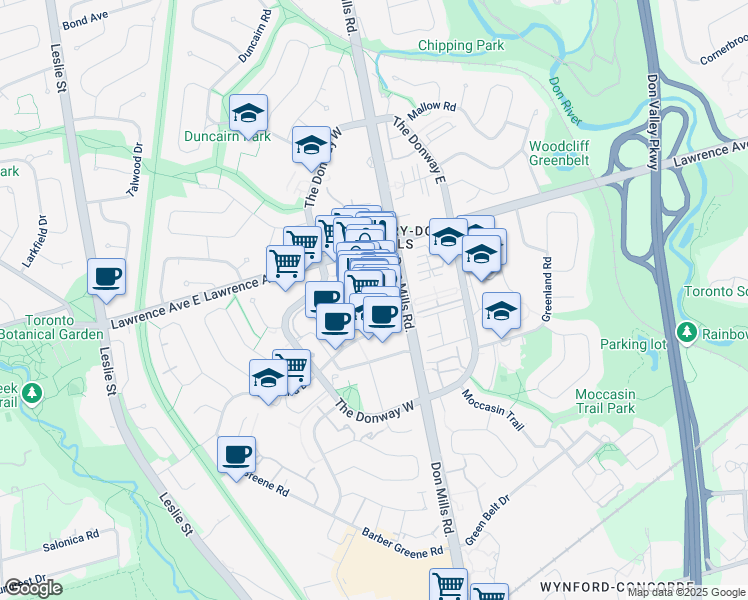 map of restaurants, bars, coffee shops, grocery stores, and more near in Toronto