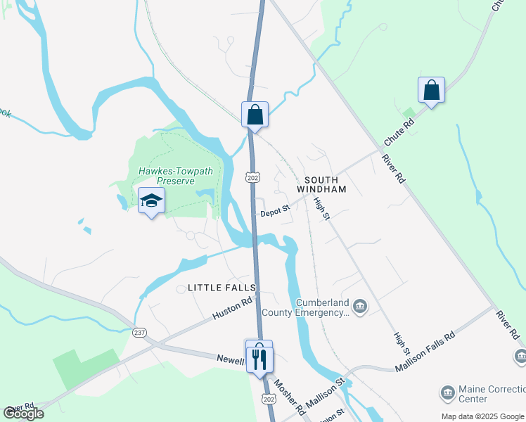 map of restaurants, bars, coffee shops, grocery stores, and more near 11 Meagans Way in Windham