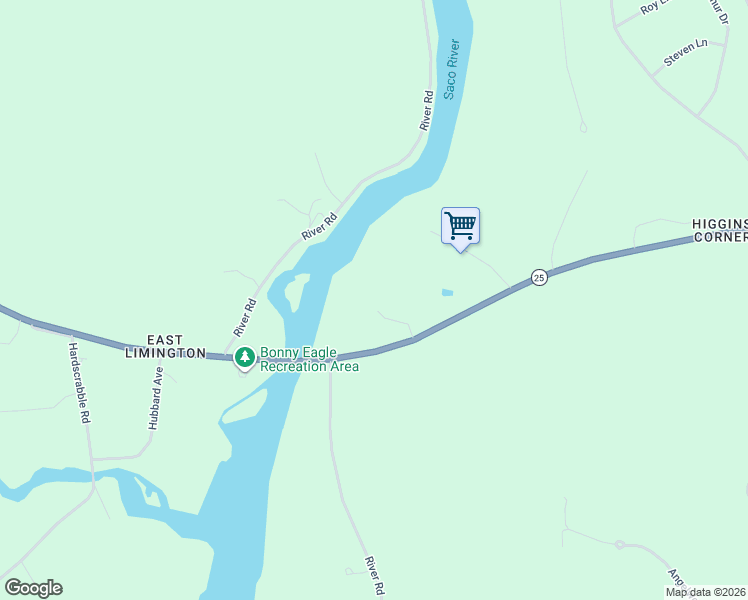map of restaurants, bars, coffee shops, grocery stores, and more near 1050 Ossipee Trail West in Standish