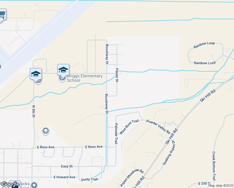 map of restaurants, bars, coffee shops, grocery stores, and more near Piute St in Driggs