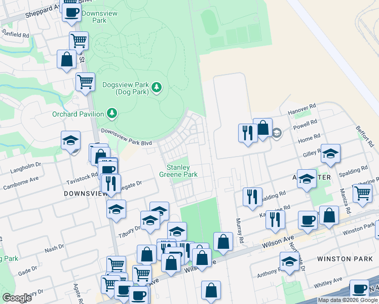 map of restaurants, bars, coffee shops, grocery stores, and more near in Toronto