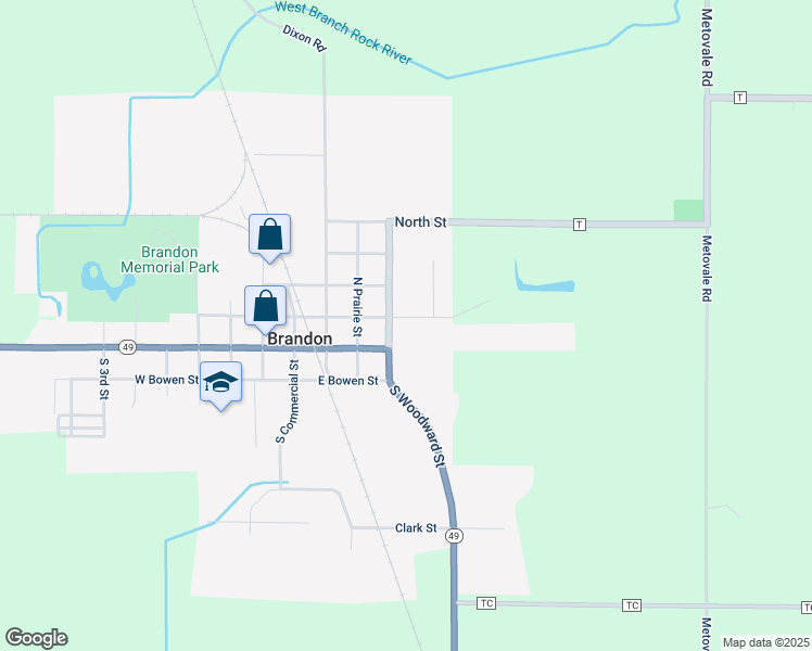map of restaurants, bars, coffee shops, grocery stores, and more near 522 East Washington Street in Brandon