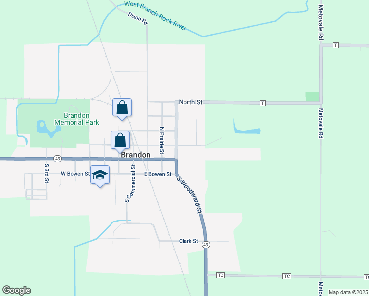 map of restaurants, bars, coffee shops, grocery stores, and more near 522 East Washington Street in Brandon