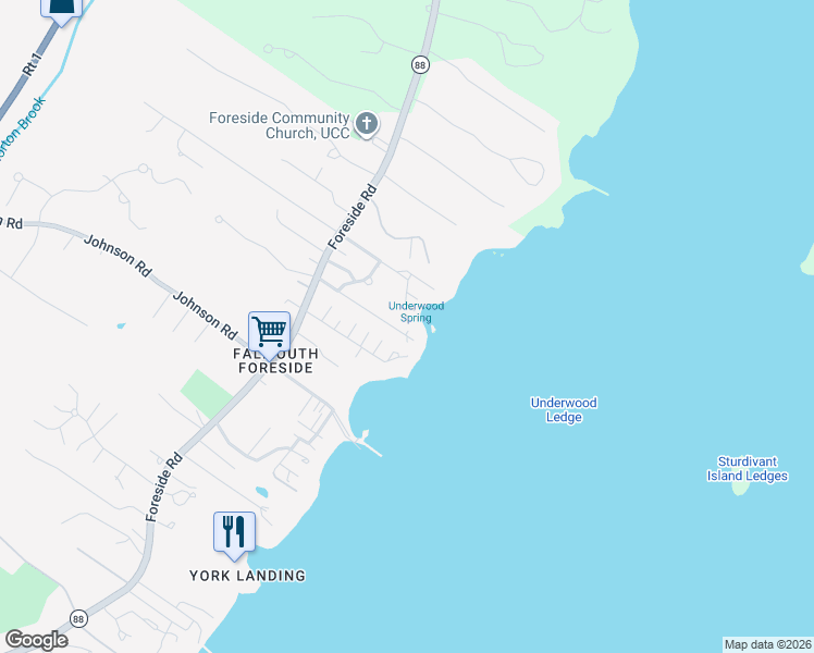 map of restaurants, bars, coffee shops, grocery stores, and more near in Falmouth