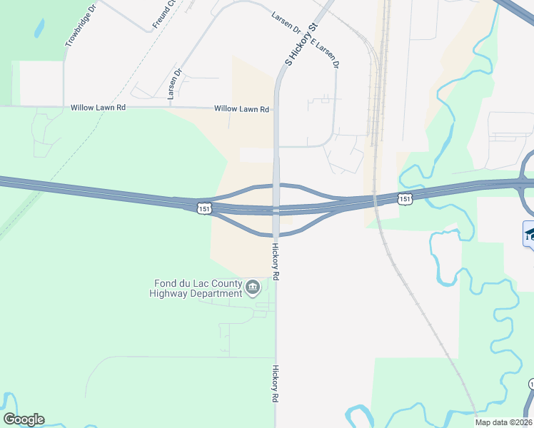 map of restaurants, bars, coffee shops, grocery stores, and more near N5366 Hickory Road in Fond du Lac