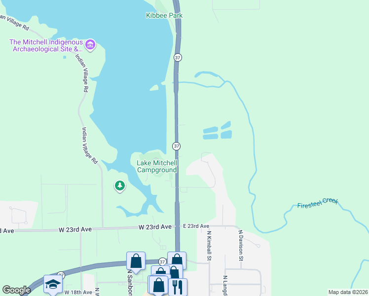 map of restaurants, bars, coffee shops, grocery stores, and more near 2699 N Main St in Mitchell