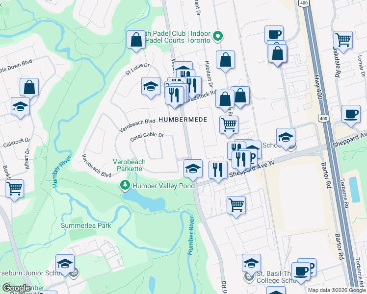 map of restaurants, bars, coffee shops, grocery stores, and more near in Toronto