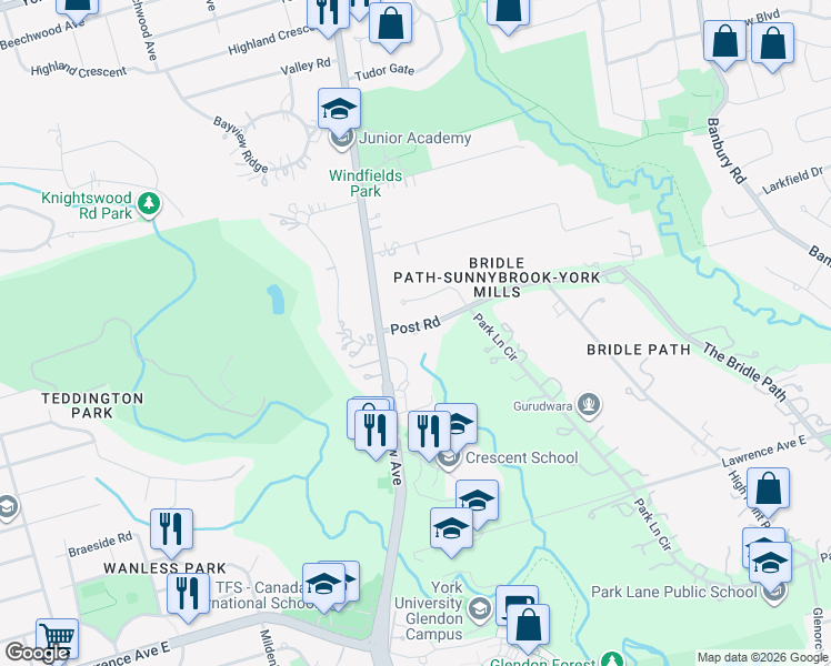 map of restaurants, bars, coffee shops, grocery stores, and more near in Toronto
