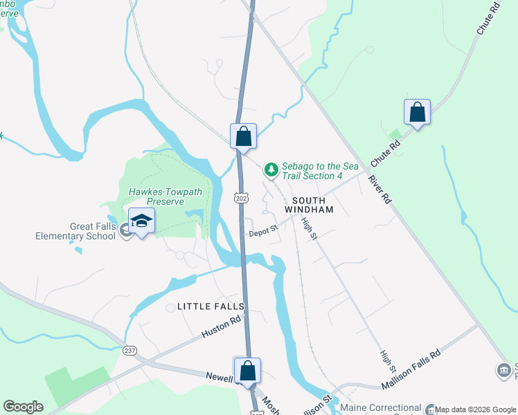 map of restaurants, bars, coffee shops, grocery stores, and more near 23-33 Main Street in Windham