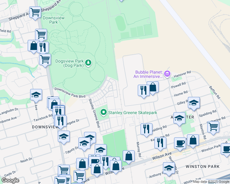 map of restaurants, bars, coffee shops, grocery stores, and more near 161 William Duncan Road in Toronto