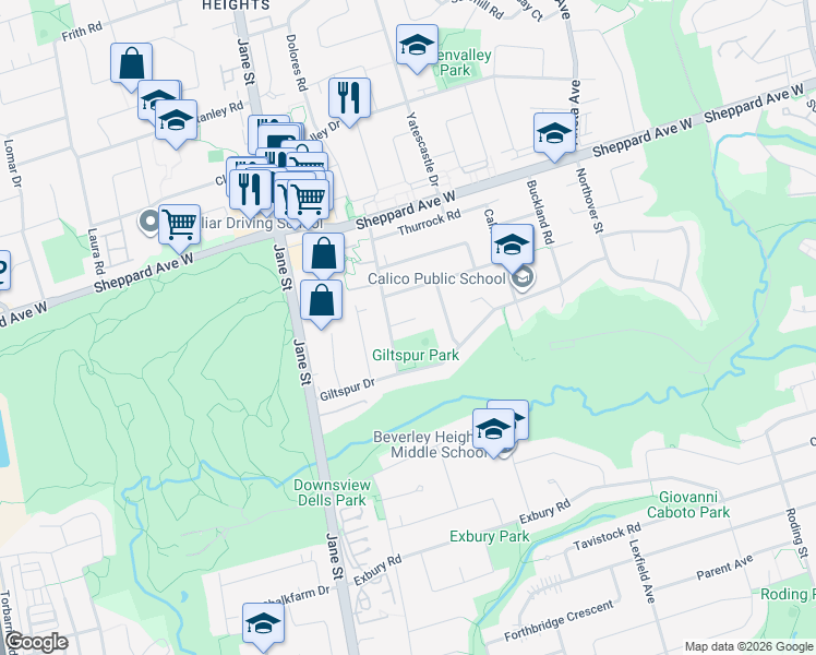 map of restaurants, bars, coffee shops, grocery stores, and more near in Toronto