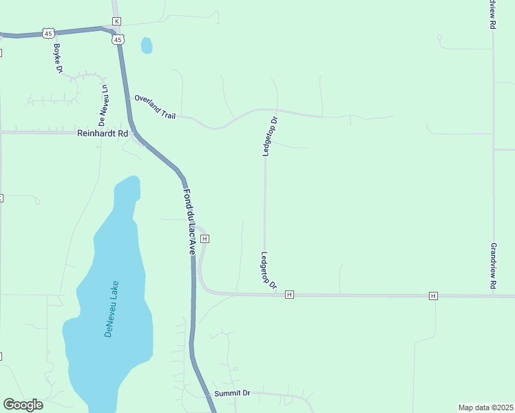 map of restaurants, bars, coffee shops, grocery stores, and more near N5410 Ledgetop Drive in Fond du Lac