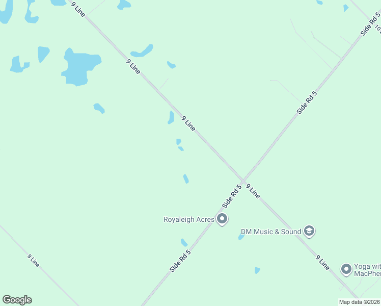 map of restaurants, bars, coffee shops, grocery stores, and more near 5126 9 Line in Erin