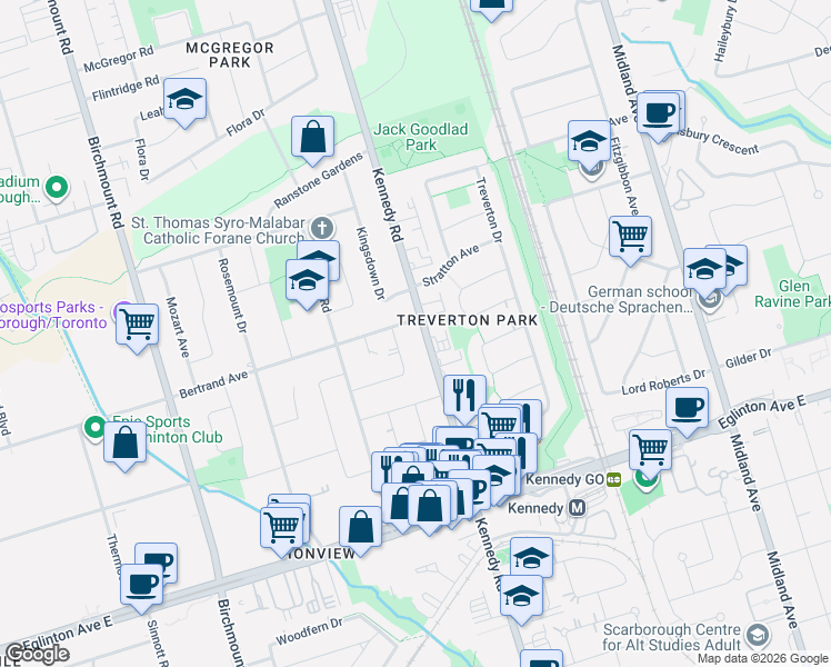 map of restaurants, bars, coffee shops, grocery stores, and more near in 
