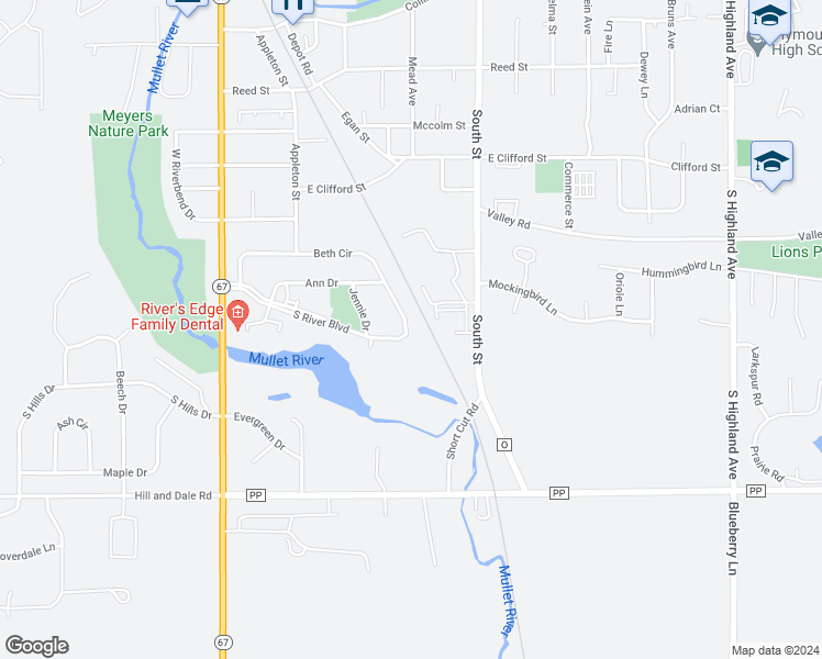 map of restaurants, bars, coffee shops, grocery stores, and more near 758 Beth Circle in Plymouth