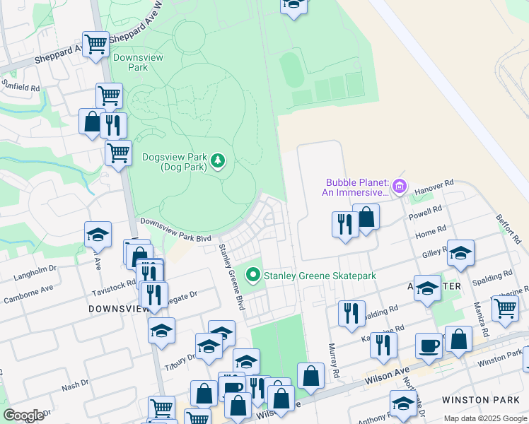map of restaurants, bars, coffee shops, grocery stores, and more near 38 Sarah Jackson Crescent in Toronto