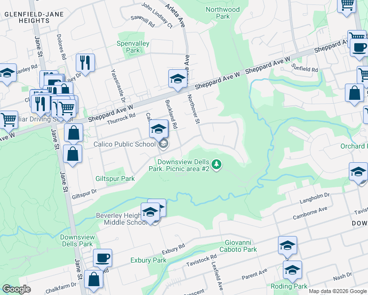 map of restaurants, bars, coffee shops, grocery stores, and more near in Toronto
