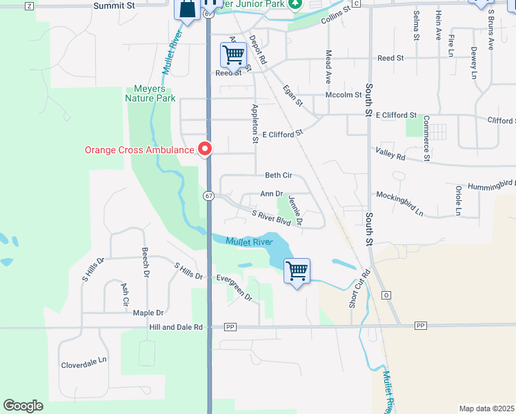 map of restaurants, bars, coffee shops, grocery stores, and more near 248 Ann Drive in Plymouth