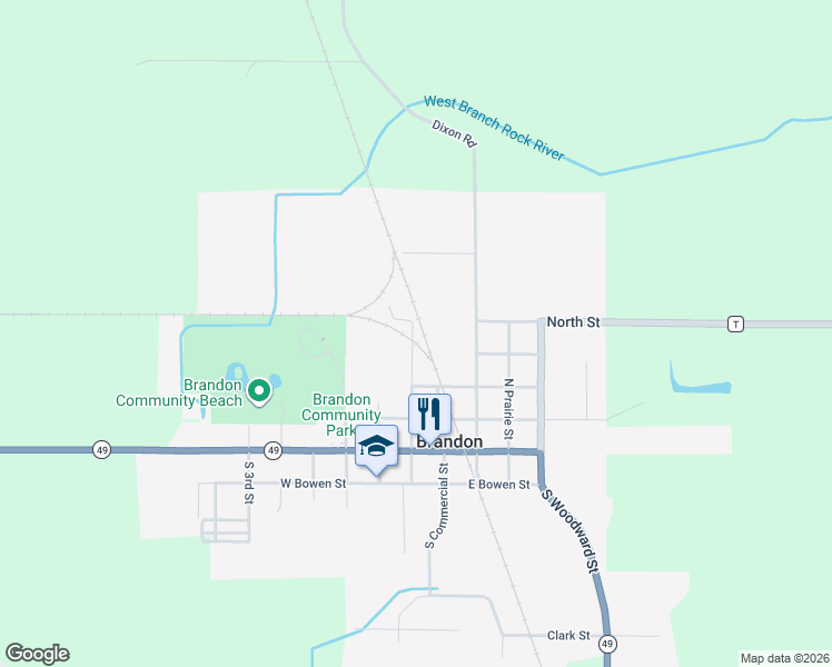 map of restaurants, bars, coffee shops, grocery stores, and more near 355 N Center St in Brandon