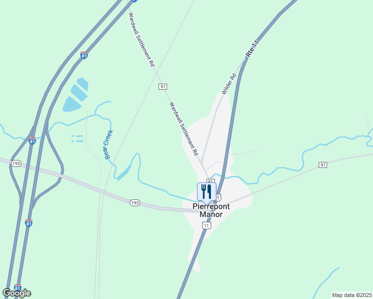 map of restaurants, bars, coffee shops, grocery stores, and more near 15629 County Route 91 in Ellisburg