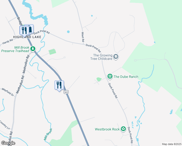 map of restaurants, bars, coffee shops, grocery stores, and more near 17 Ridge Road in Westbrook