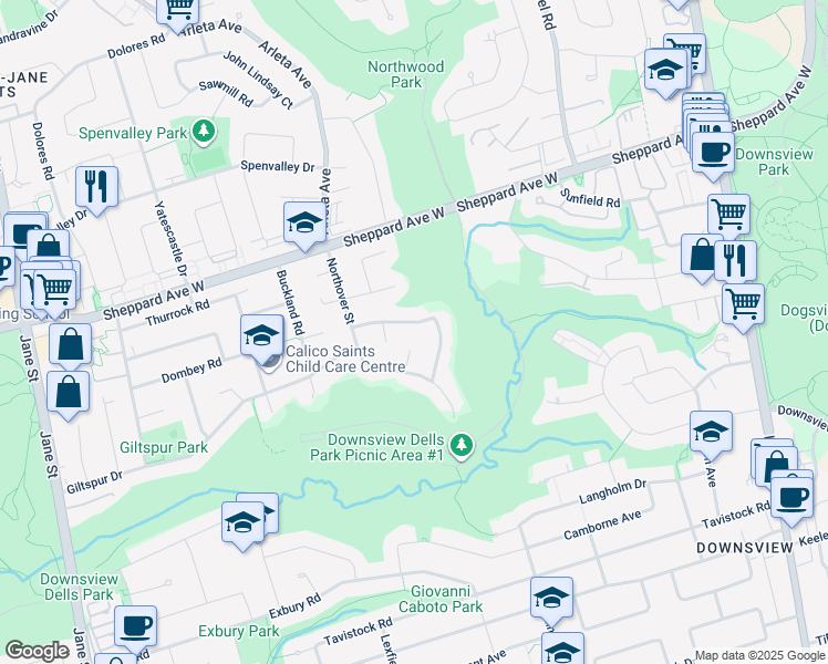 map of restaurants, bars, coffee shops, grocery stores, and more near in Toronto