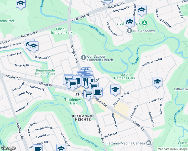 map of restaurants, bars, coffee shops, grocery stores, and more near 22 Wardlaw Crescent in Toronto