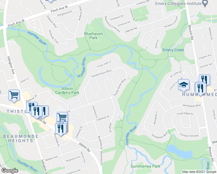 map of restaurants, bars, coffee shops, grocery stores, and more near in Toronto