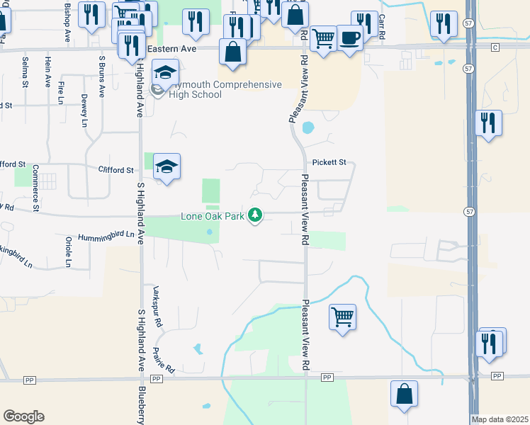 map of restaurants, bars, coffee shops, grocery stores, and more near 2248 Valley Road in Plymouth