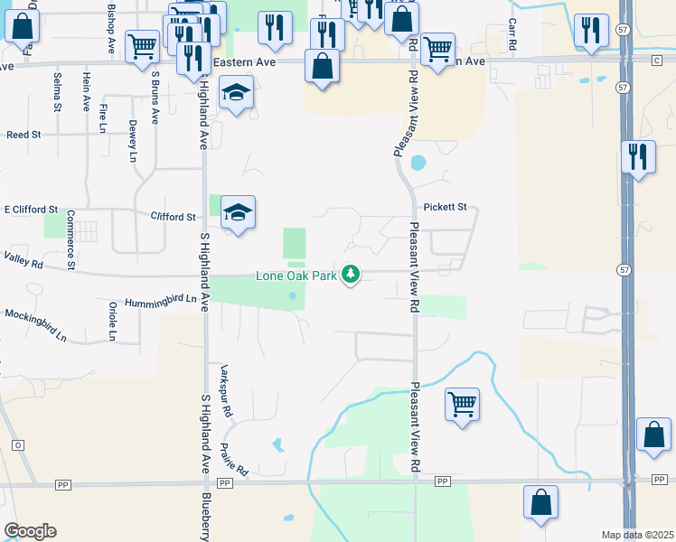 map of restaurants, bars, coffee shops, grocery stores, and more near 2114 Valley Road in Plymouth