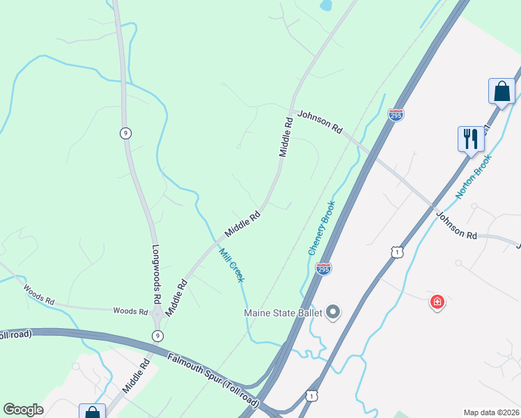 map of restaurants, bars, coffee shops, grocery stores, and more near 334 Middle Road in Falmouth