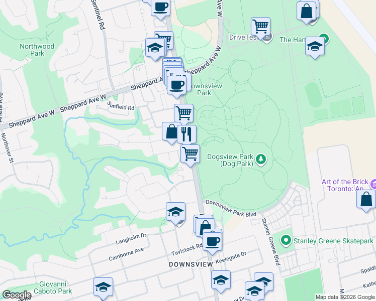 map of restaurants, bars, coffee shops, grocery stores, and more near 3100 Keele Street in Toronto