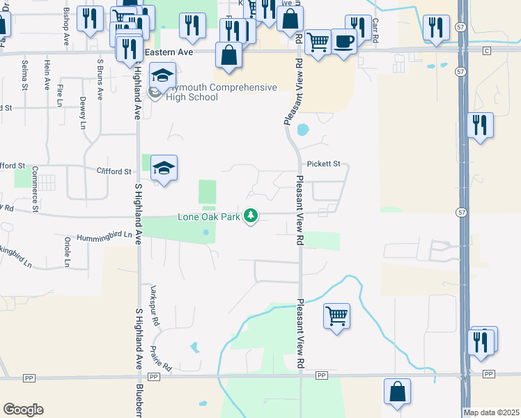 map of restaurants, bars, coffee shops, grocery stores, and more near 2248 Valley Road in Plymouth