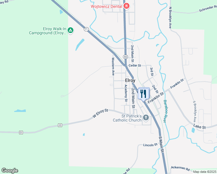 map of restaurants, bars, coffee shops, grocery stores, and more near 409 Western Avenue in Elroy