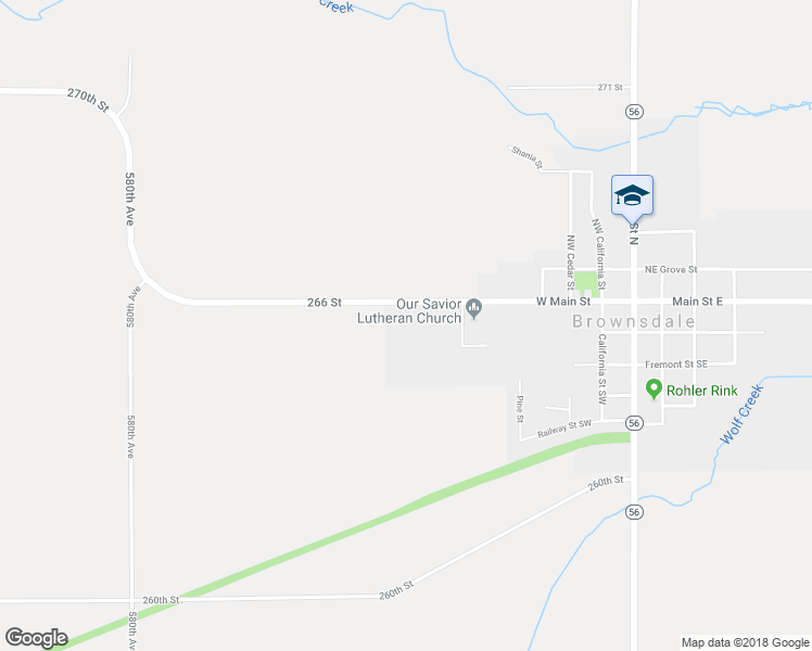 map of restaurants, bars, coffee shops, grocery stores, and more near 509 Pleasant Street in Brownsdale