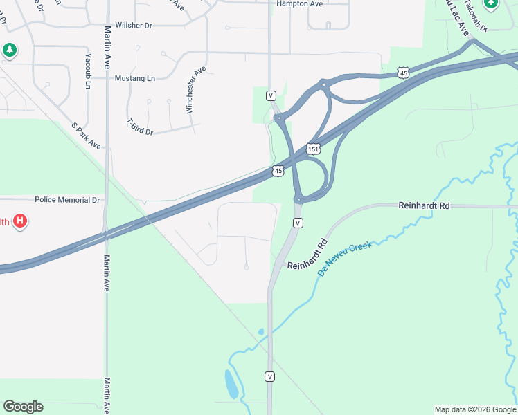 map of restaurants, bars, coffee shops, grocery stores, and more near N5510 Lighthouse Village Road in Fond du Lac