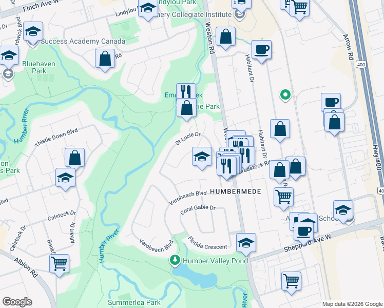 map of restaurants, bars, coffee shops, grocery stores, and more near in Toronto