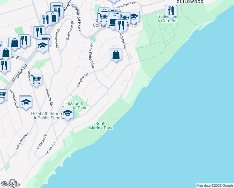 map of restaurants, bars, coffee shops, grocery stores, and more near 26 Livingston Road in Toronto