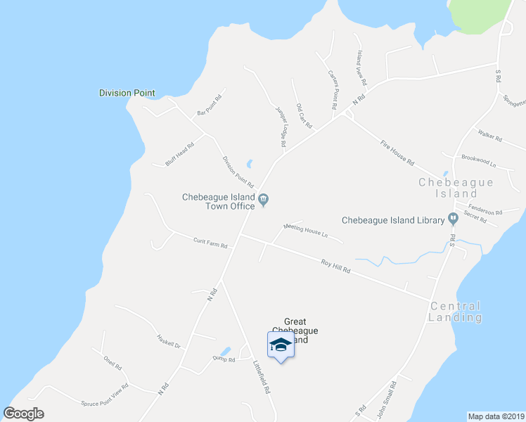 map of restaurants, bars, coffee shops, grocery stores, and more near 192 North Road in Chebeague Island