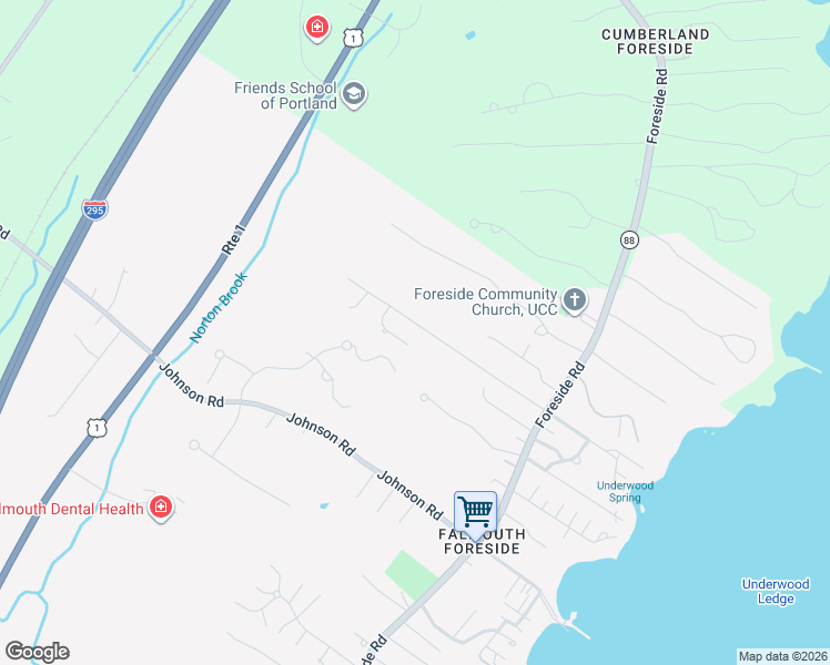 map of restaurants, bars, coffee shops, grocery stores, and more near 9 Underwood Springs Way in Falmouth