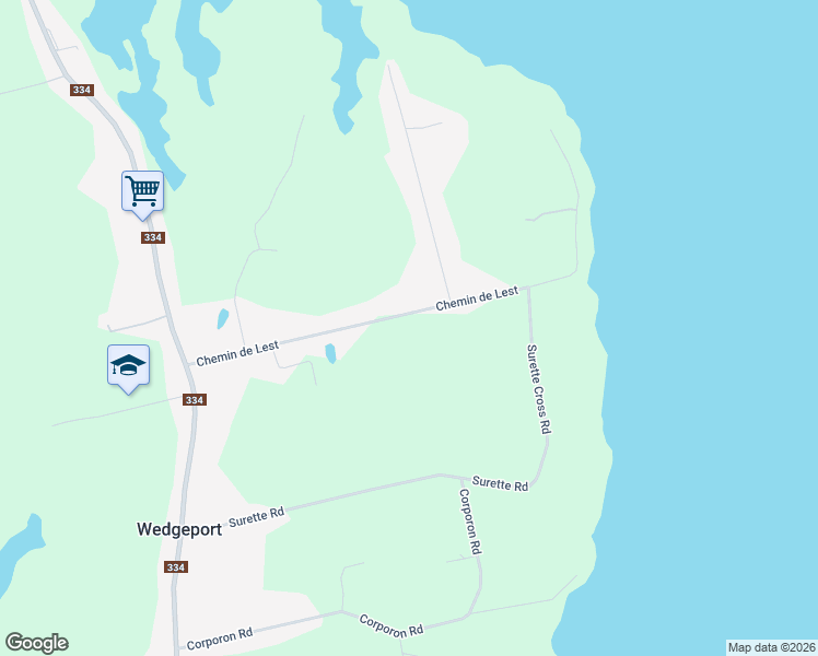 map of restaurants, bars, coffee shops, grocery stores, and more near 144 Chemin de Lest in Wedgeport