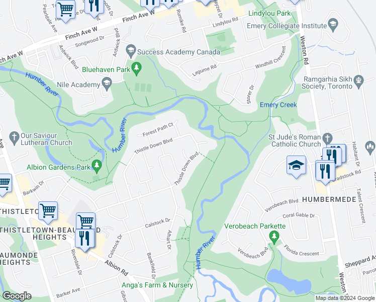 map of restaurants, bars, coffee shops, grocery stores, and more near in Toronto