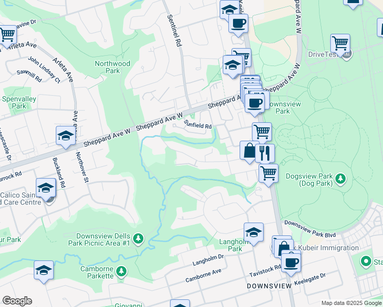 map of restaurants, bars, coffee shops, grocery stores, and more near in Toronto