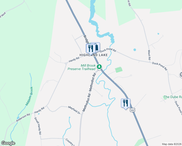 map of restaurants, bars, coffee shops, grocery stores, and more near 1446 Methodist Road in Westbrook