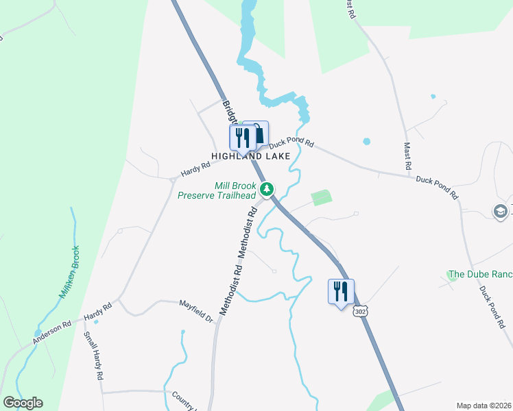 map of restaurants, bars, coffee shops, grocery stores, and more near 1446 Methodist Road in Westbrook